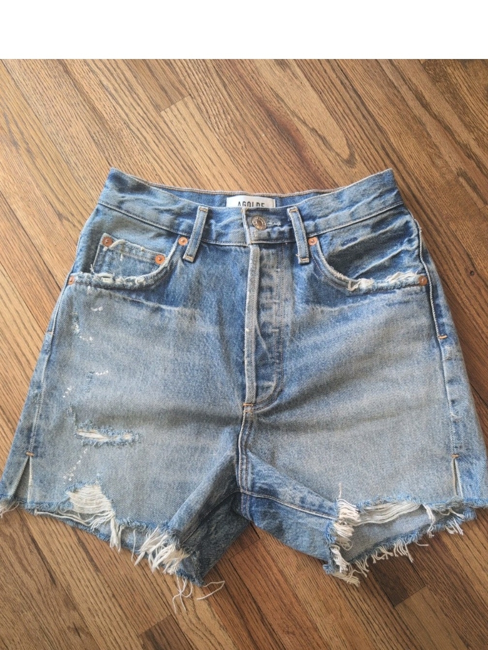 Agolde Light Wash Distressed Cutoff Denim Shorts SZ 24
